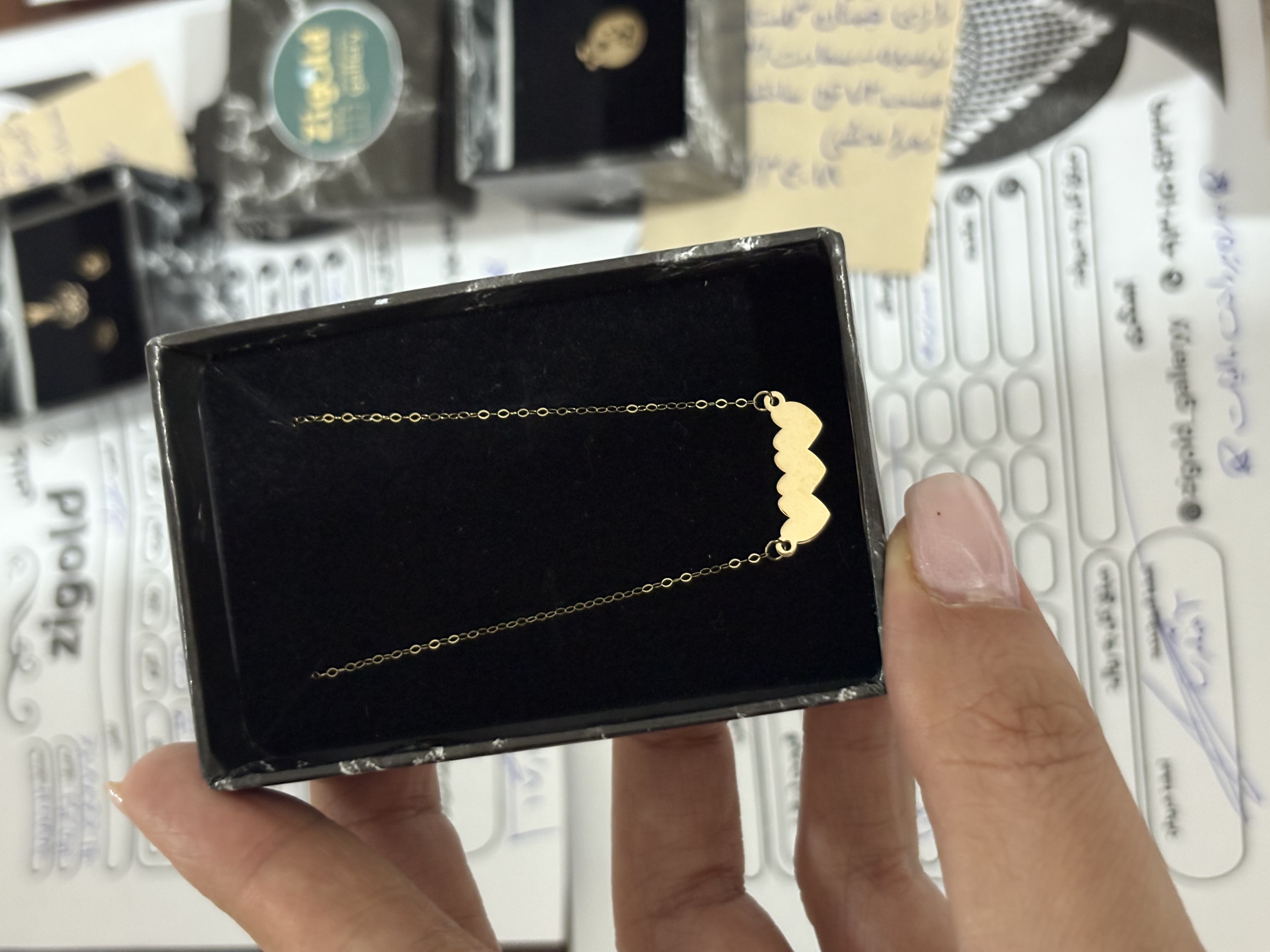 گردنبند طلا طرح سه قلب